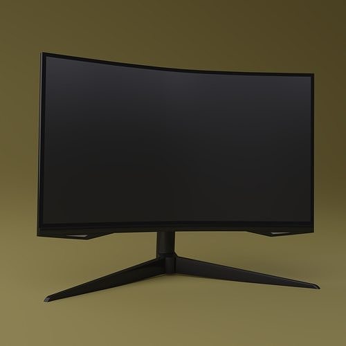 Curved monitor Low-poly 3D model