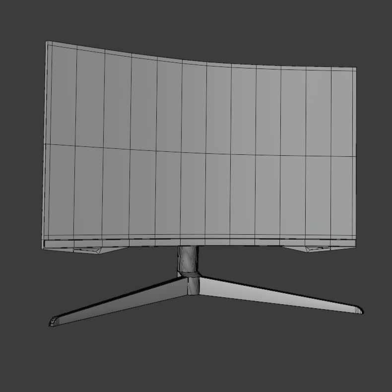 Curved monitor Low-poly 3D model_10