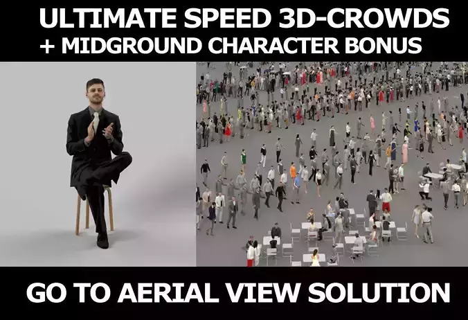 3d crowds and Posture clapping a midground Business Man Sitting 3D Model Collection