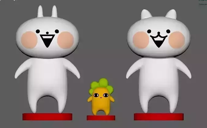 set 3 usagyuuun nekogyuuun carrot 3D model