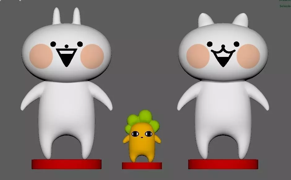 set 3 usagyuuun nekogyuuun carrot 3D model_0