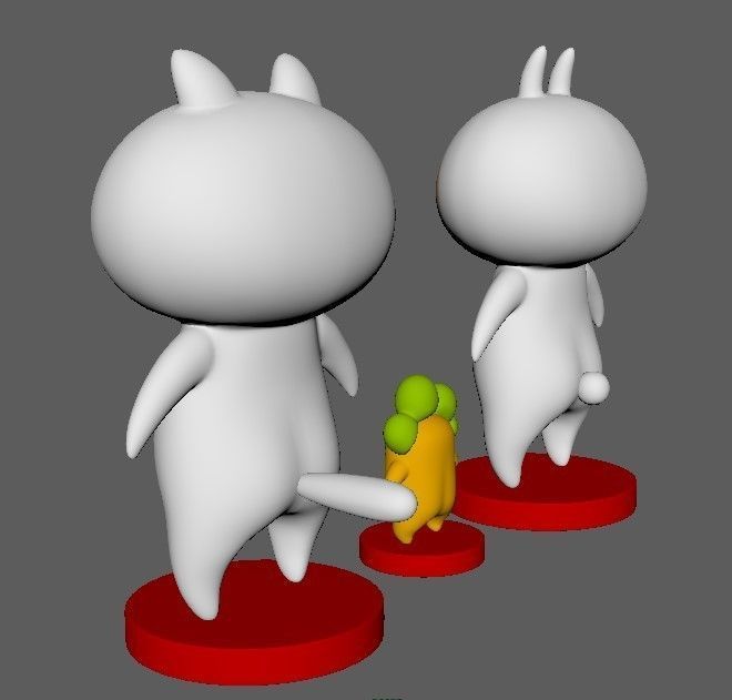 set 3 usagyuuun nekogyuuun carrot 3D model_1