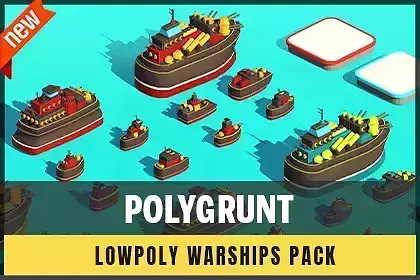 POLYGRUNT - Low Poly Warships Pack Low-poly 3D model