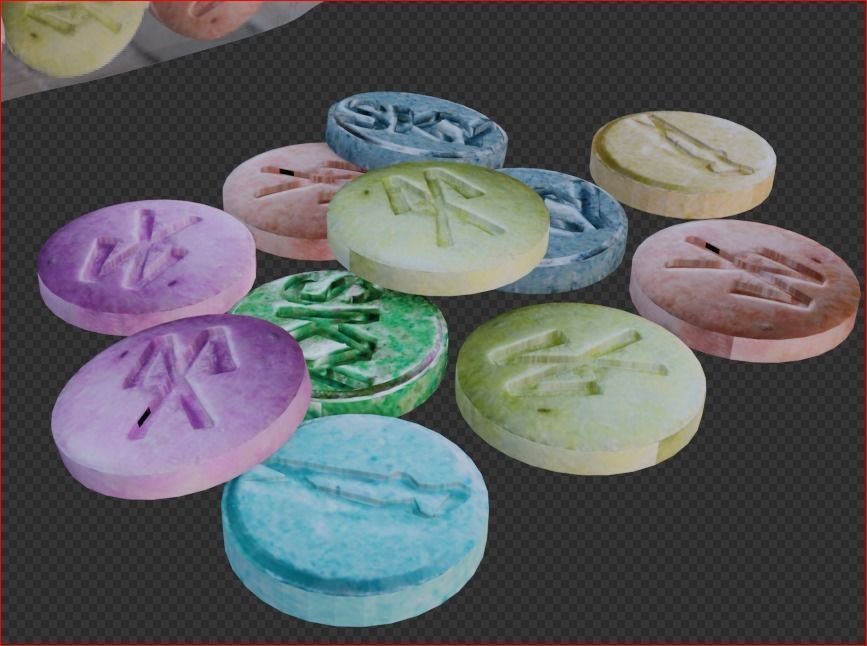 Simple Extasy Pills and Bag Low-poly 3D model_2