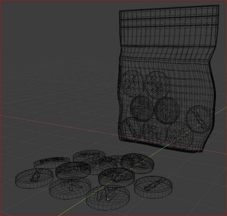 Simple Extasy Pills and Bag Low-poly 3D model_5