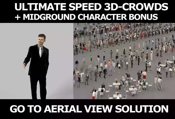 3d crowds and Posture A Midground Business Man Smiling 3D Model Collection