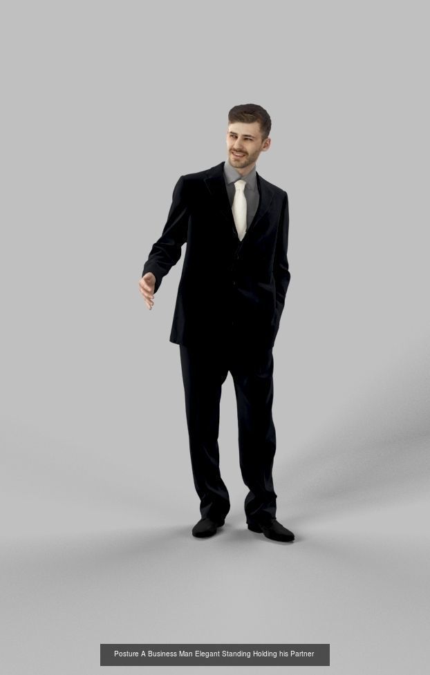 3d crowds and Posture A Midground Business Man Smiling 3D Model Collection_1
