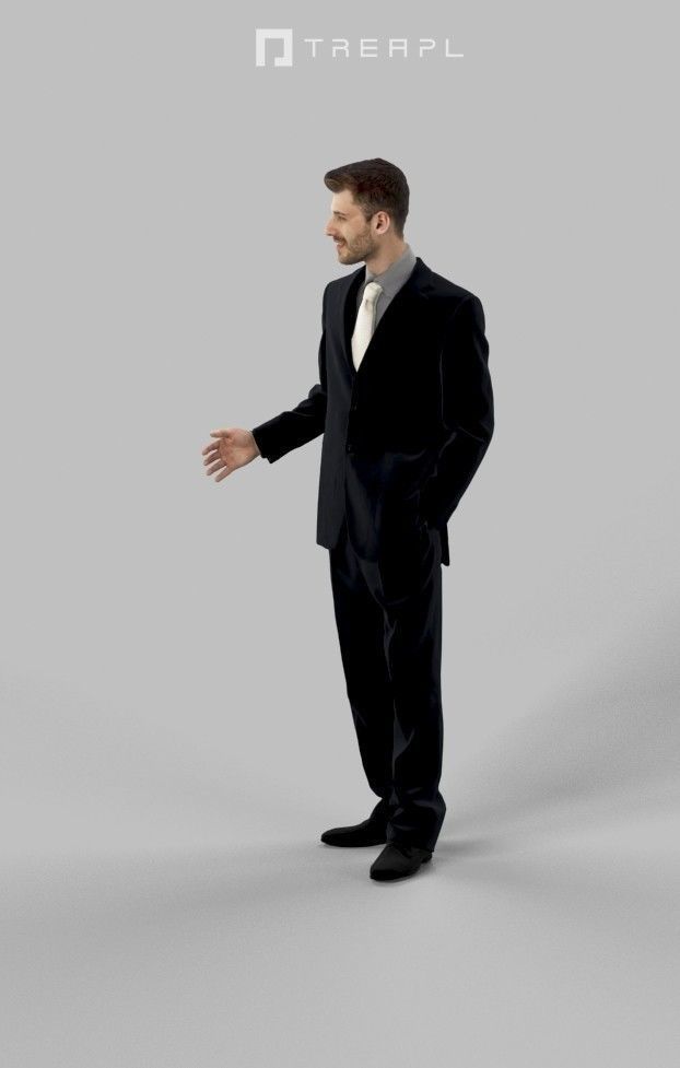 3d crowds and Posture A Midground Business Man Smiling 3D Model Collection_12