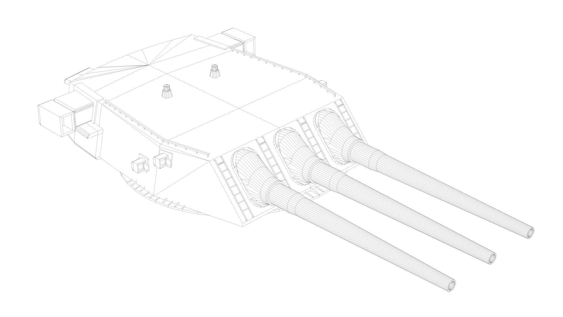 16 inch - 406mm Triple Naval Gun Mk6 3D model_9