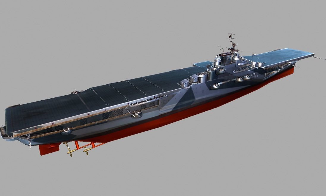  USS Ticonderoga CV-14 Aircraft Carrier Low-poly 3D model_11