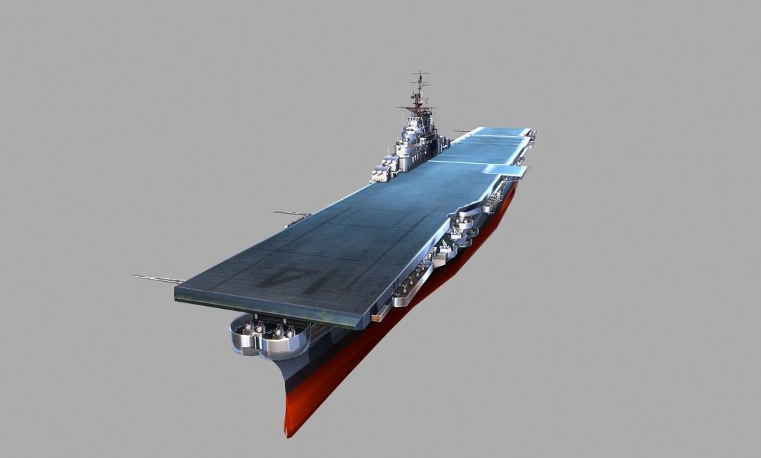  USS Ticonderoga CV-14 Aircraft Carrier Low-poly 3D model_7