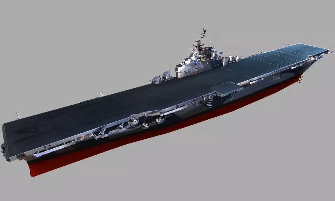  USS Ticonderoga CV-14 Aircraft Carrier Low-poly 3D model_0