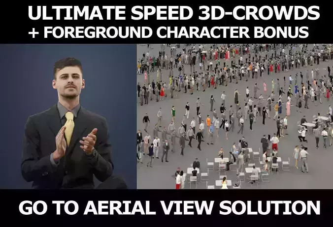 3d crowds and Posture Clapping Foreground Business Man Sitting  3D Model Collection