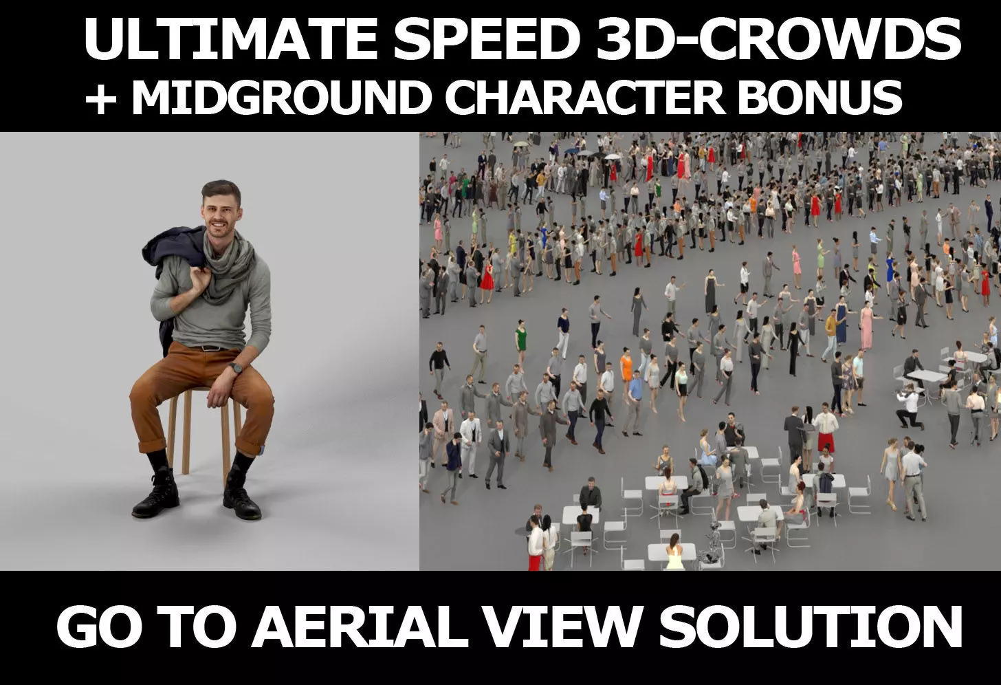3d crowds and Posture Midground Casual Man Sitting Hipster 3D Model Collection_0
