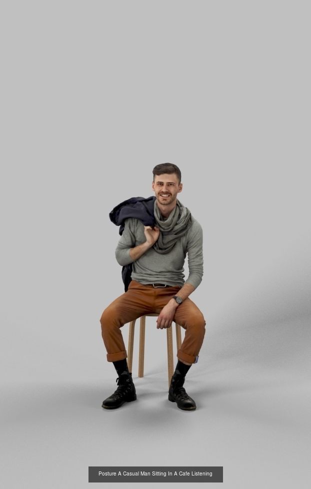 3d crowds and Posture Midground Casual Man Sitting Hipster 3D Model Collection_1