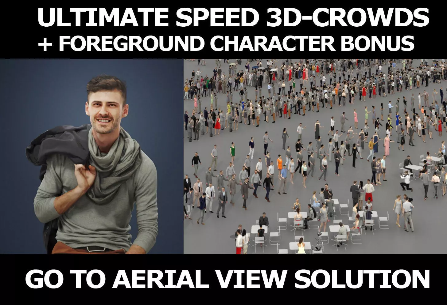 3d crowds and Posture Foreground Casual Man Sitting Hipster 3D Model Collection_0