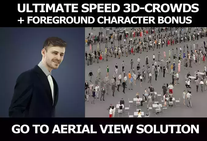 3d crowds and Posture a Foreground Elegant Business Man 3D Model Collection