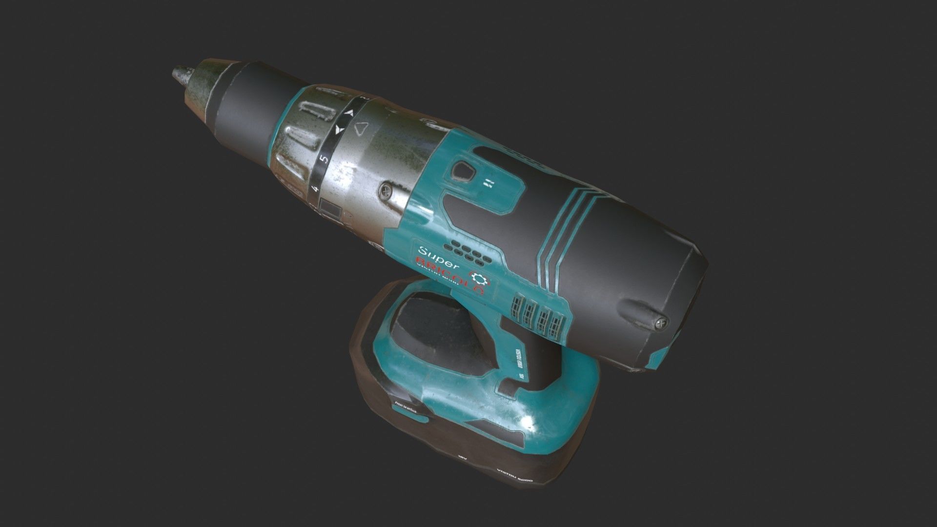 Electrical Drill Low-poly 3D model_8