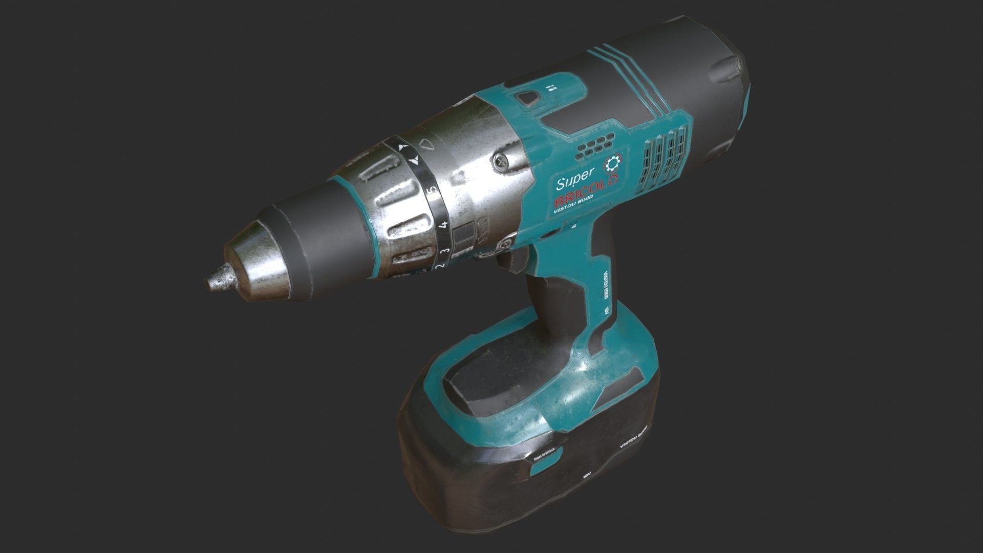 Electrical Drill Low-poly 3D model_9