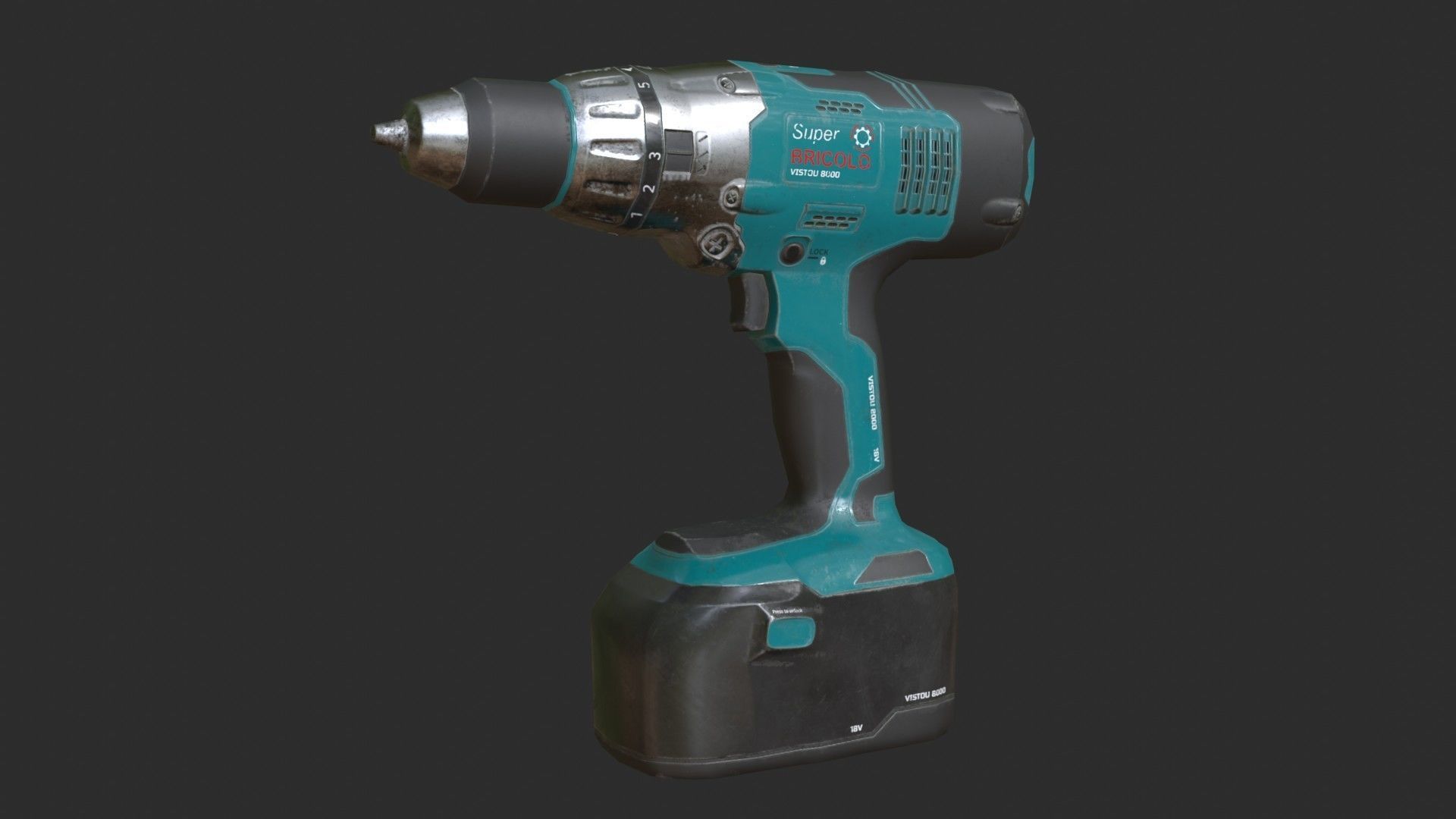 Electrical Drill Low-poly 3D model_2