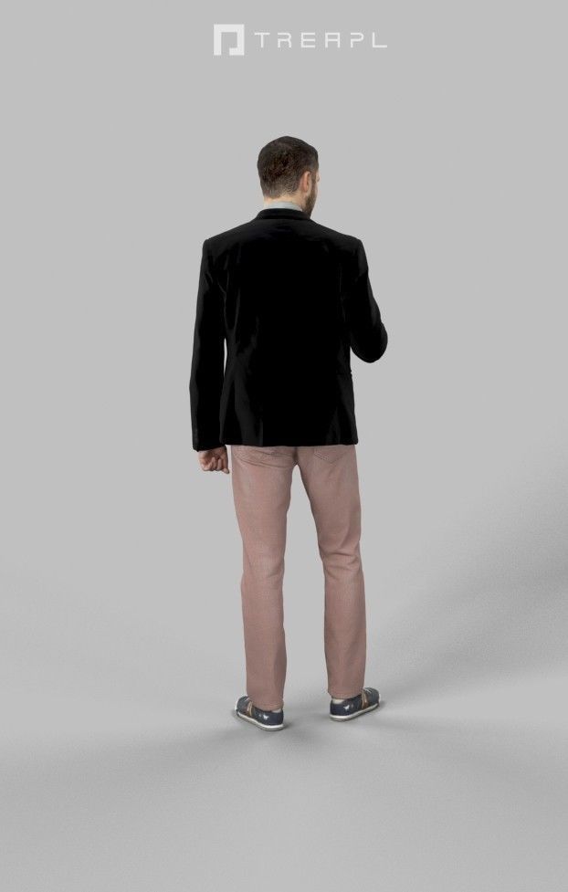 3d crowds and Portrait a midground Smart Casual Man coffee 3D Model Collection_14