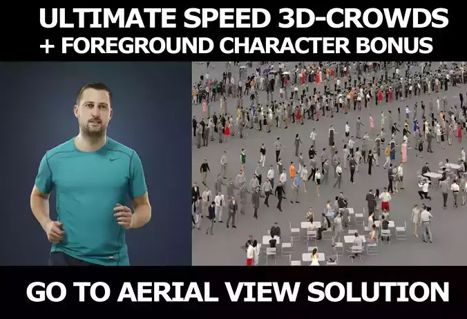3d crowds and Portrait Jogging Sports Foreground Man Running 3D Model Collection