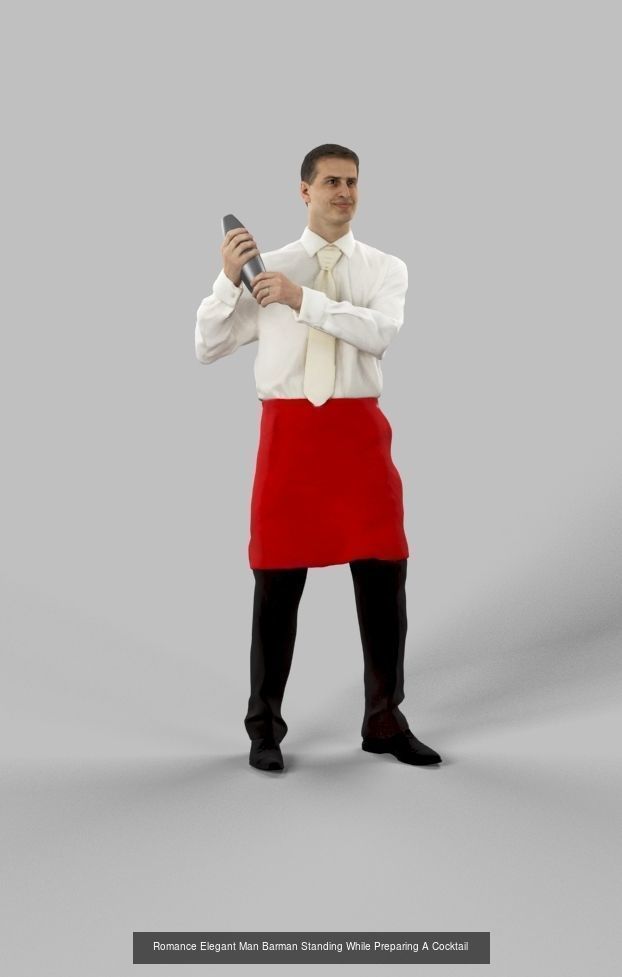 3d people crowds and Romance midground waiter barman shaker 3D Model Collection_1