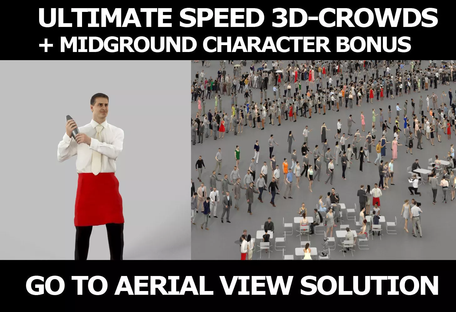 3d people crowds and Romance midground waiter barman shaker 3D Model Collection_0