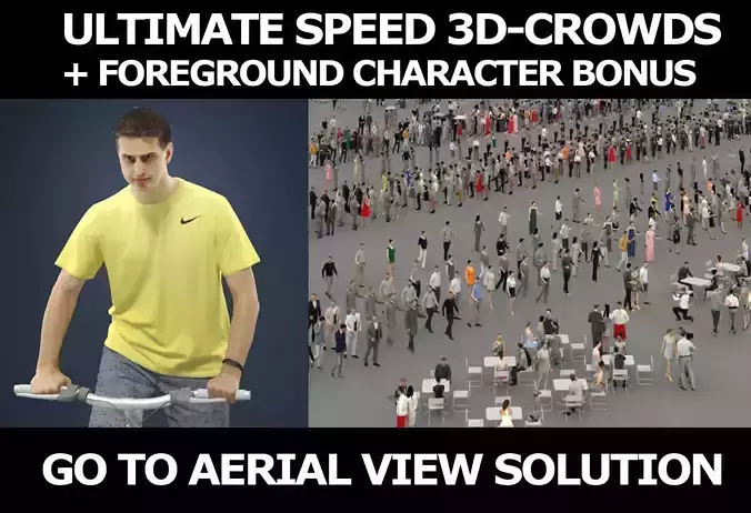 3d crowds and Romance Cyclist A foreground Casual Man Bike 3D Model Collection