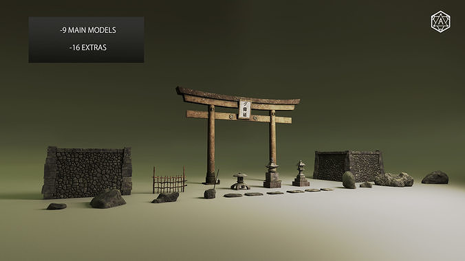 Japanese Temple Pack  3D model 5