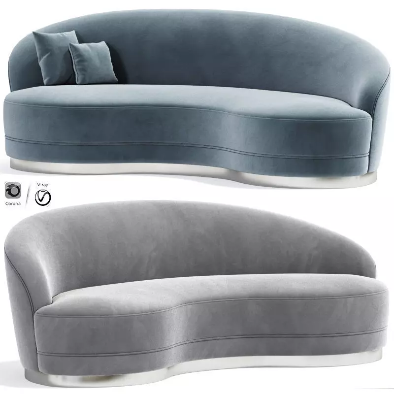 Ignacio Sinuous Curve Sofa With Pillow 3D model_0