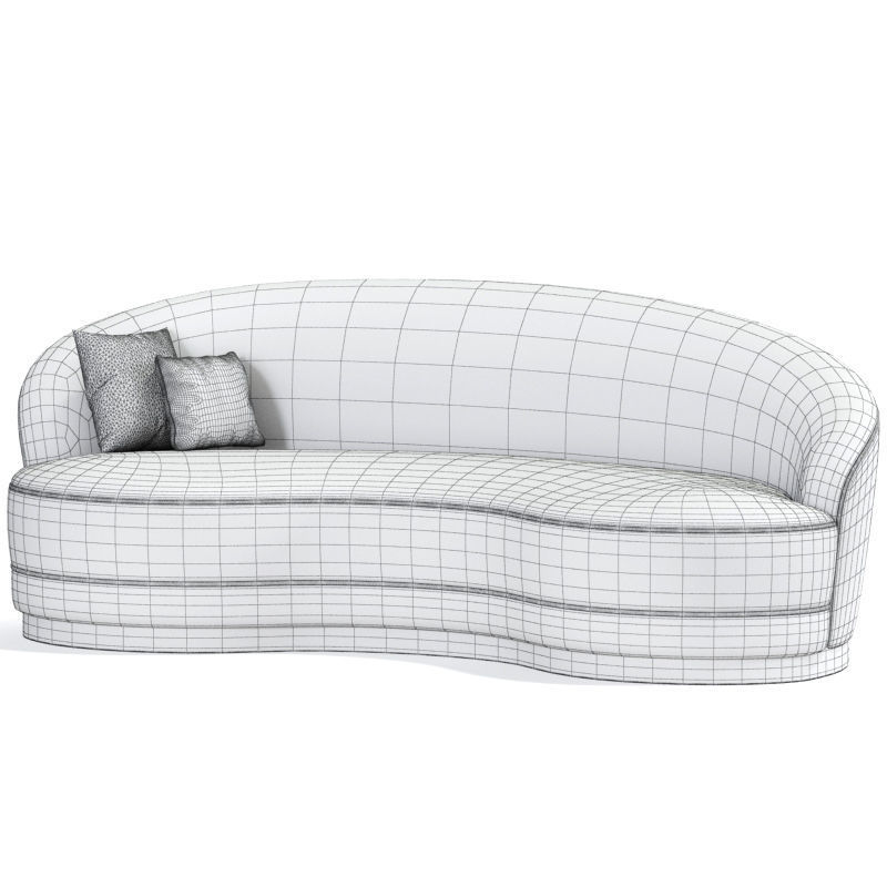 Ignacio Sinuous Curve Sofa With Pillow 3D model_2