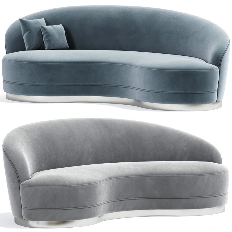 Ignacio Sinuous Curve Sofa With Pillow 3D model_1