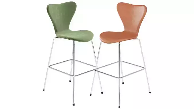 Arne Jacobsen Series 7 Barstool Fritz Hansen 3D model