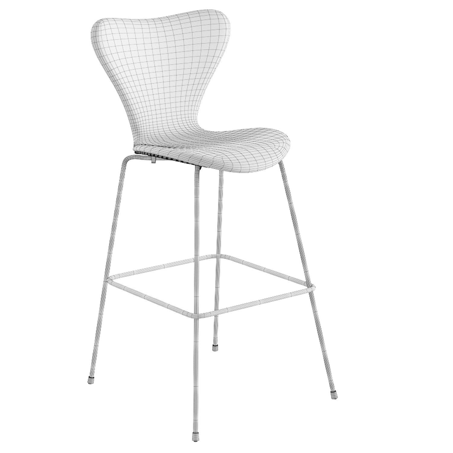 Arne Jacobsen Series 7 Barstool Fritz Hansen 3D model_12