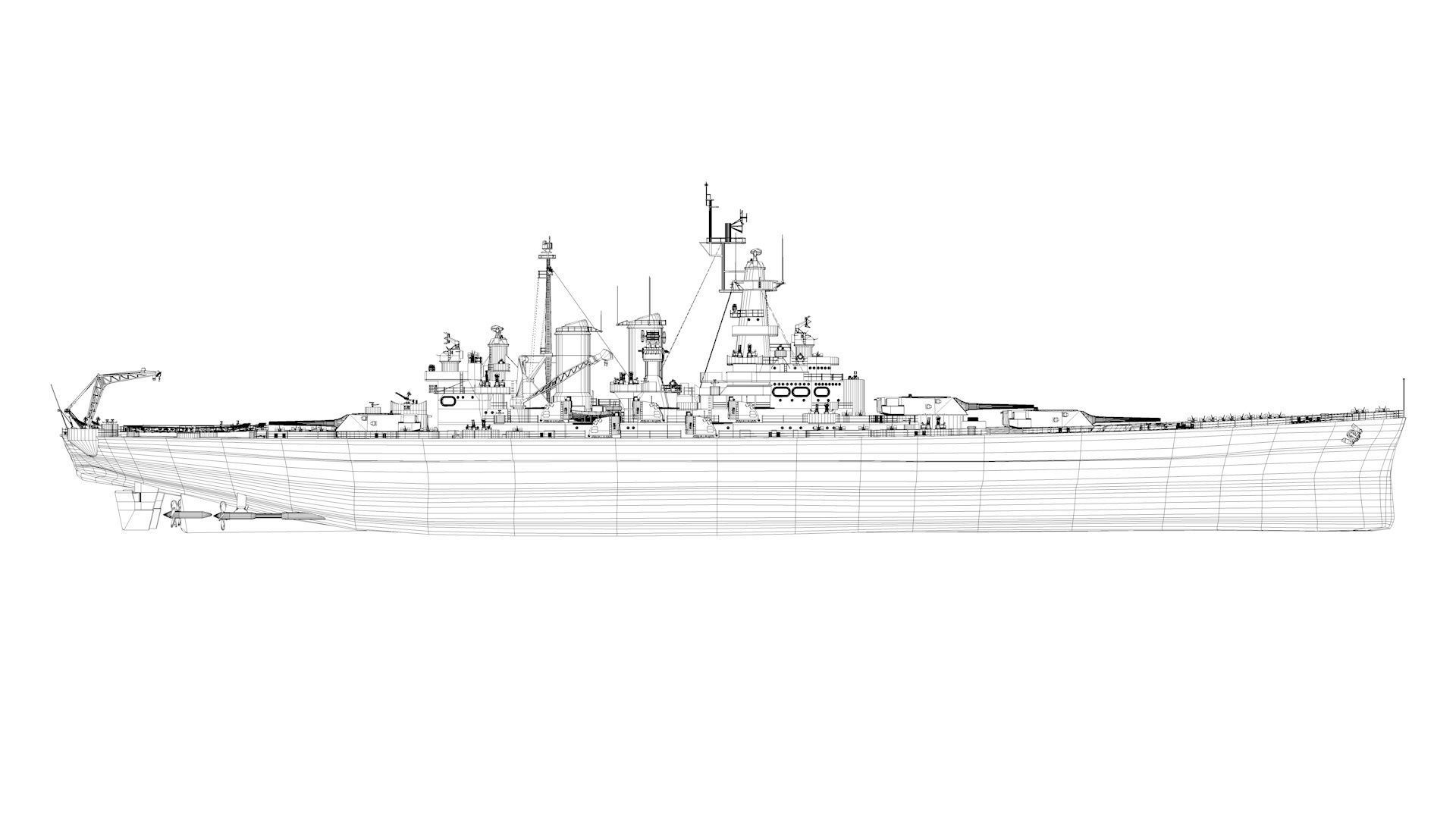 North Carolina Class Battleship 3D model_13