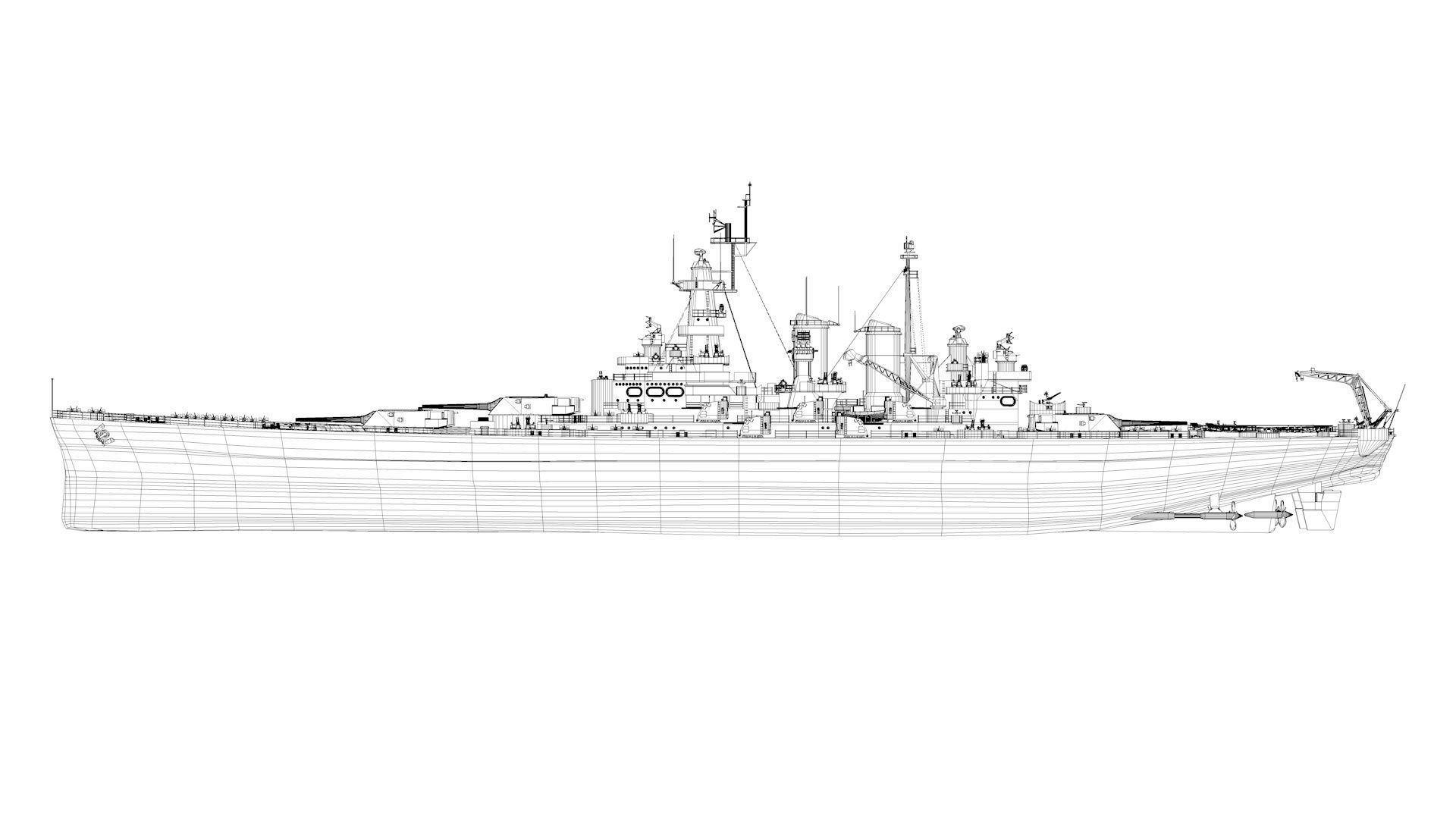 North Carolina Class Battleship 3D model_12