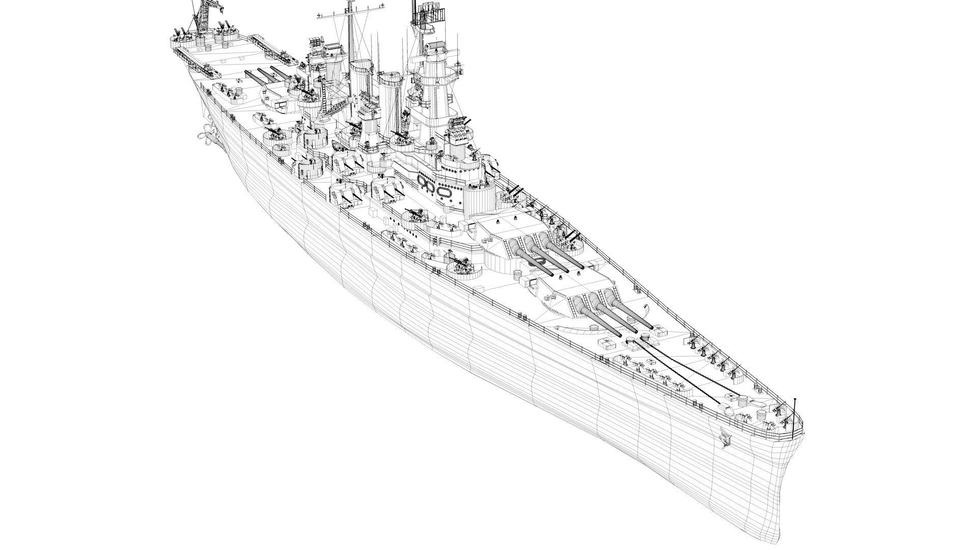 North Carolina Class Battleship 3D model_15