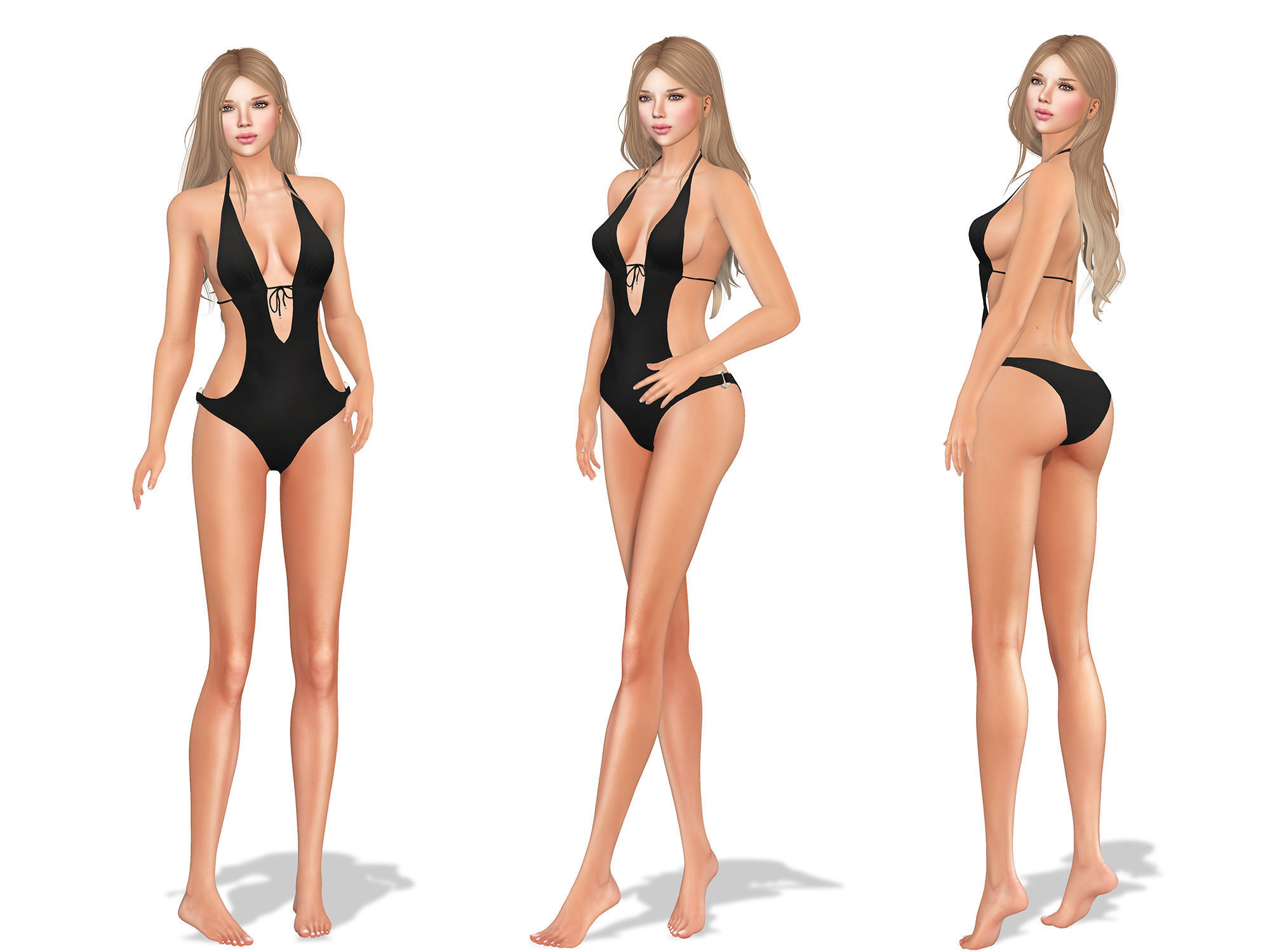 Swimsuit two swimsuits Low-poly 3D model_2