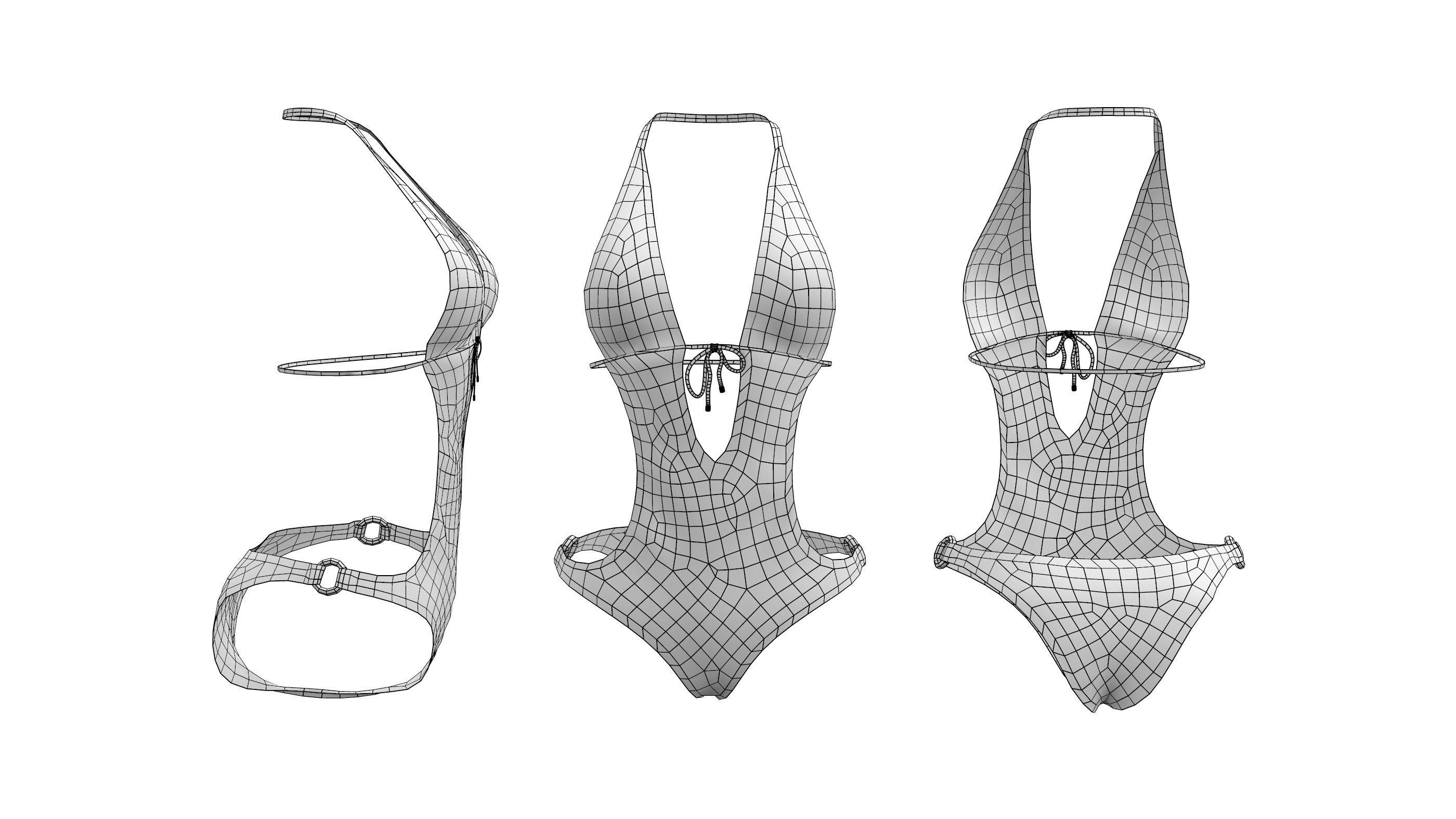Swimsuit two swimsuits Low-poly 3D model_4