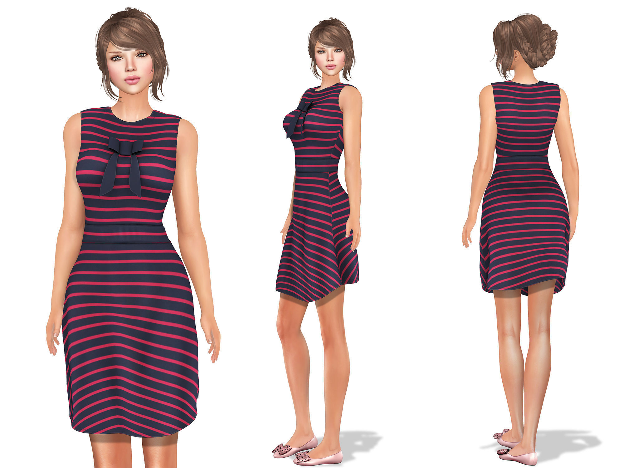 A-Line Dress Low-poly 3D model_2