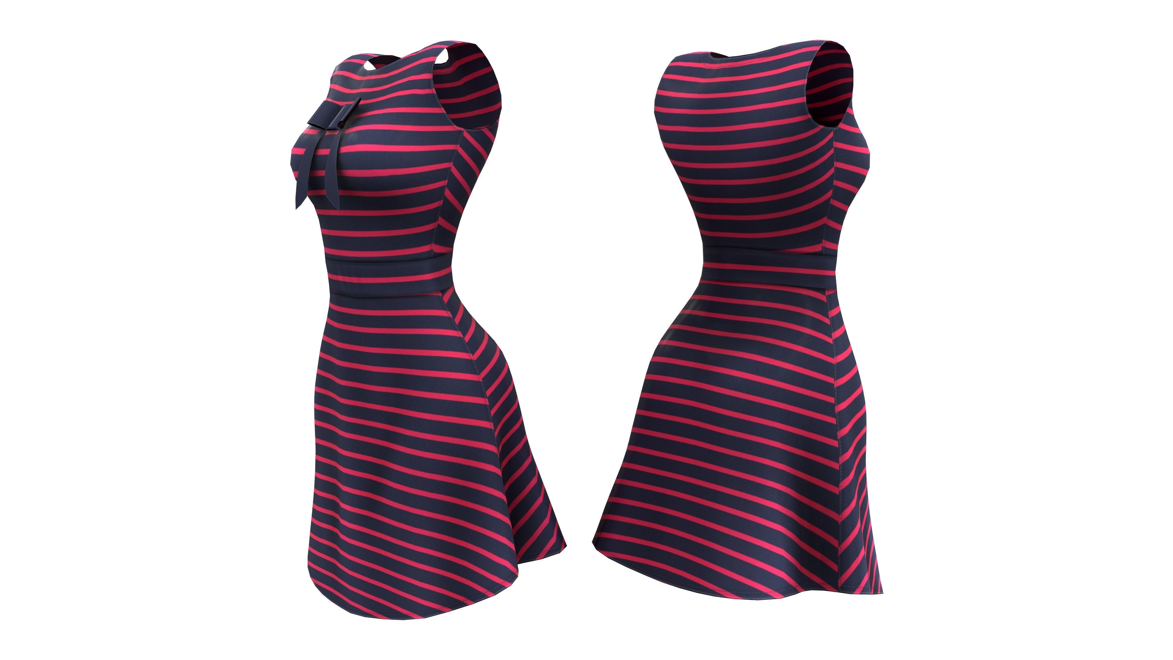 A-Line Dress Low-poly 3D model_3