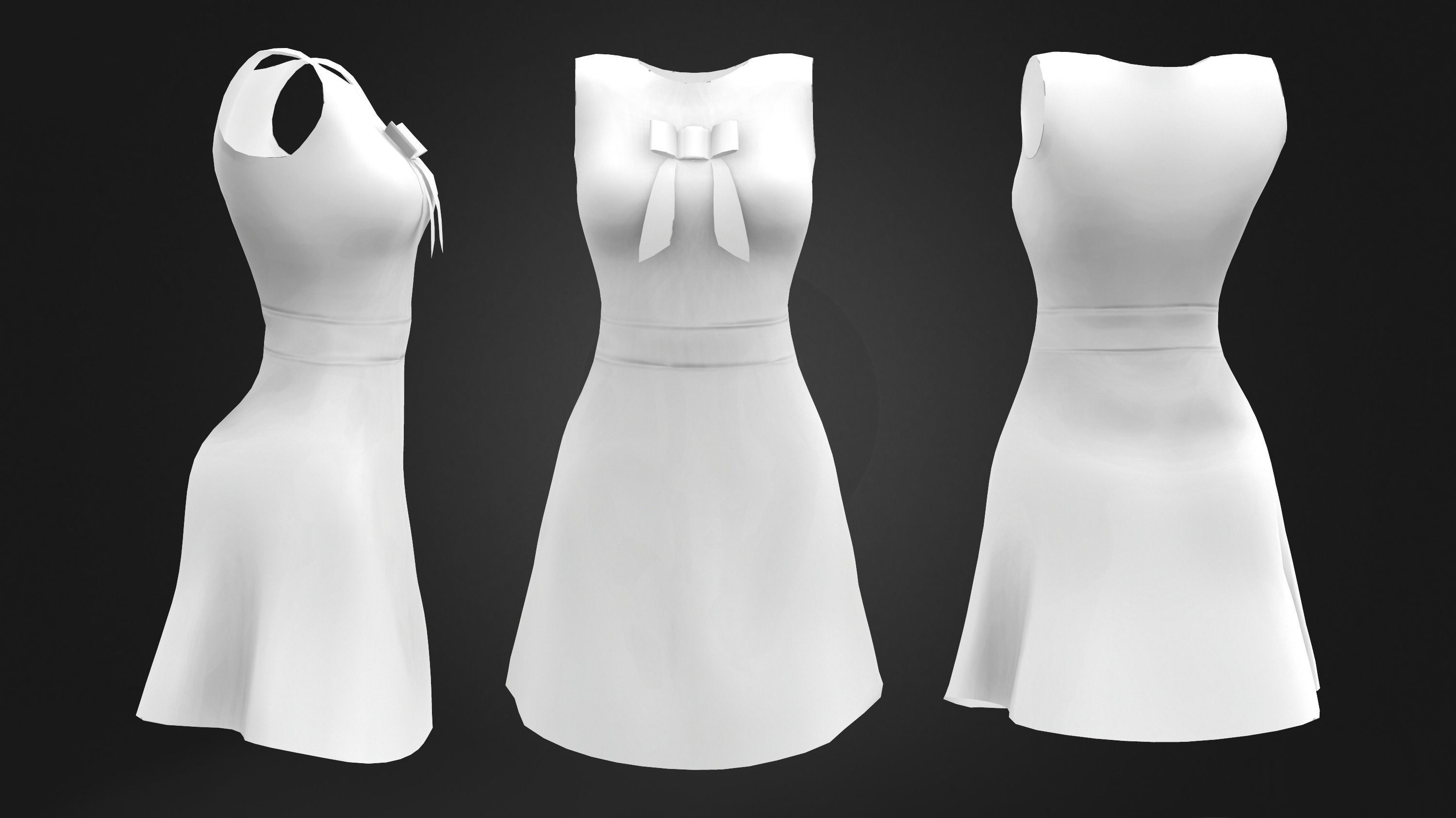 A-Line Dress Low-poly 3D model_5
