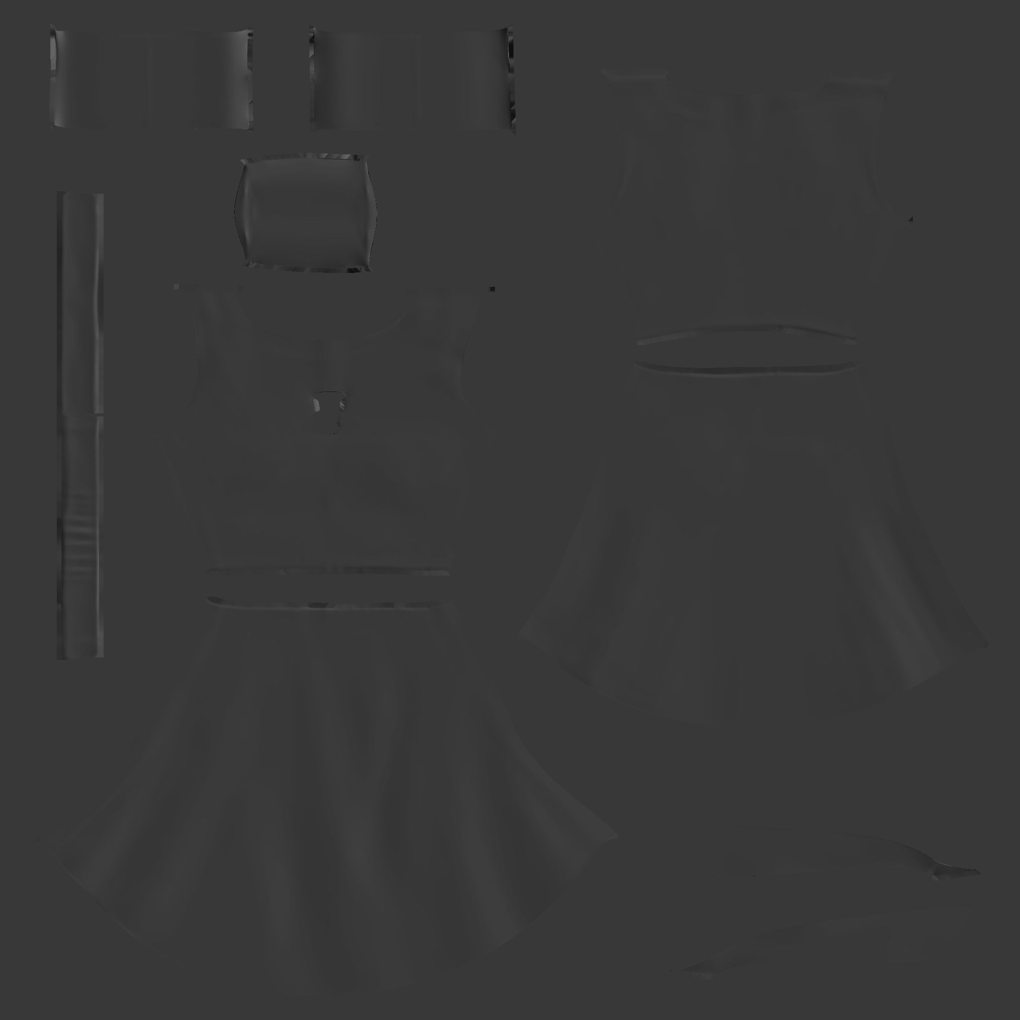 A-Line Dress Low-poly 3D model_8