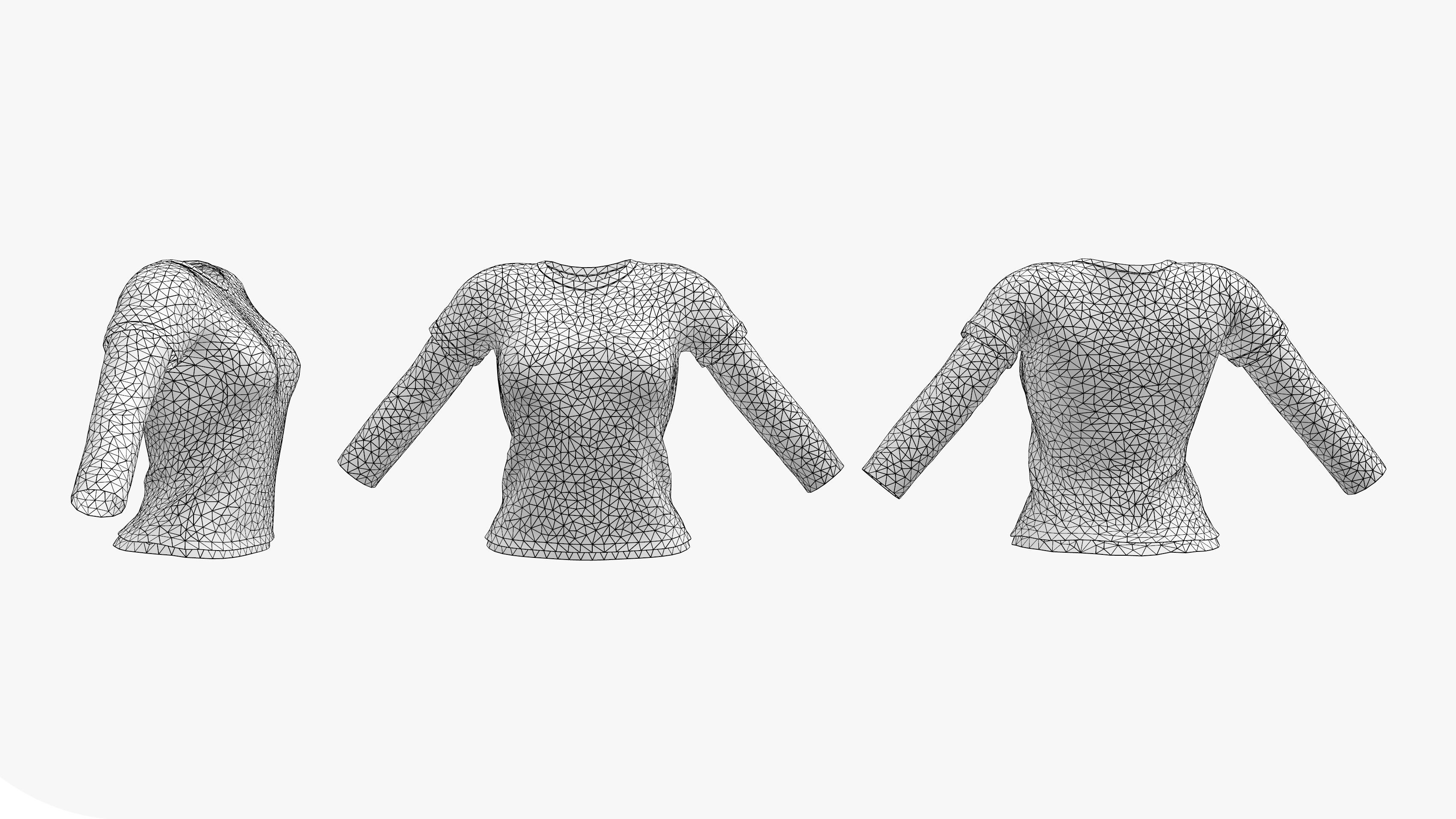 Female Long Sleeve T-shirt 2in1 Low-poly 3D model_4