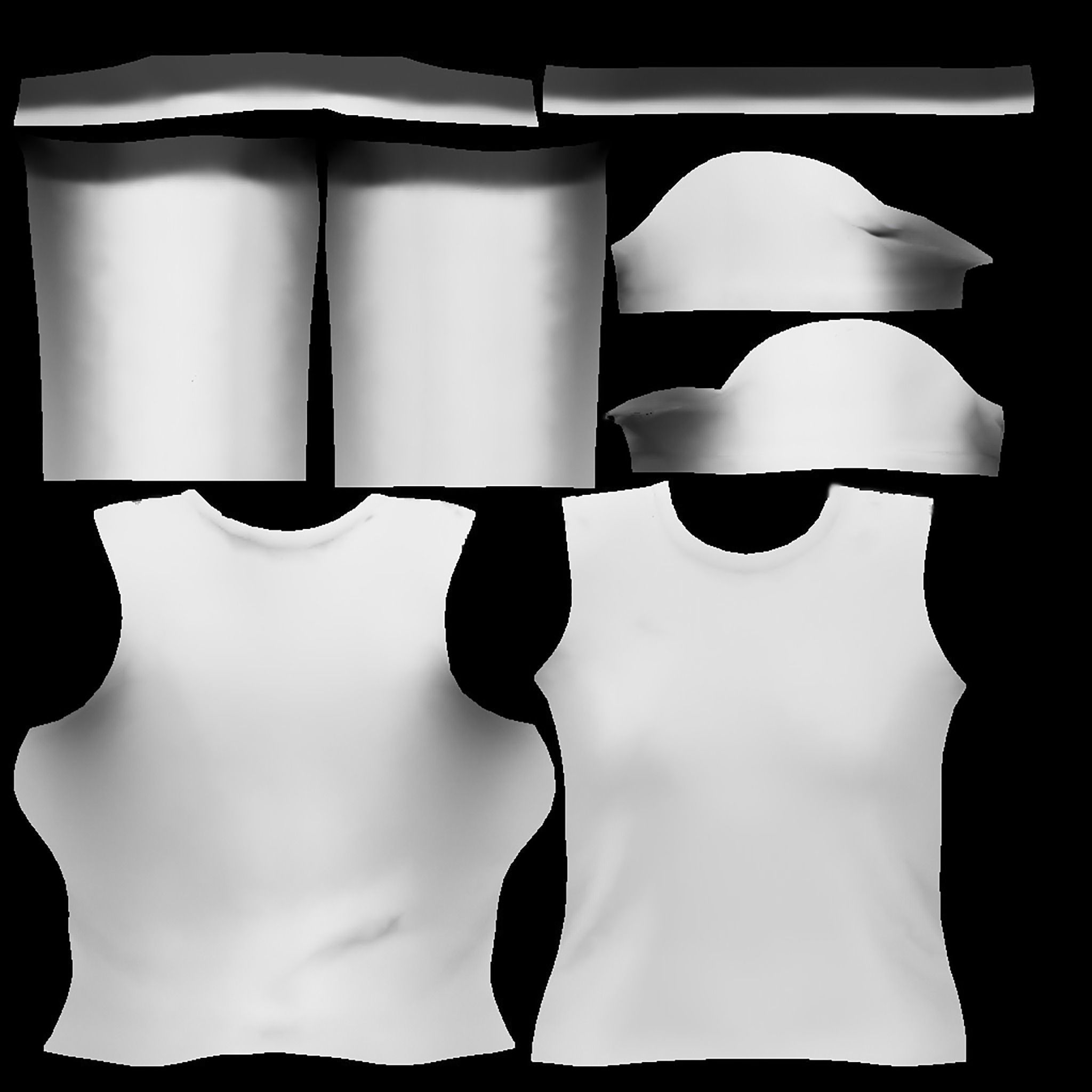 Female Long Sleeve T-shirt 2in1 Low-poly 3D model_10