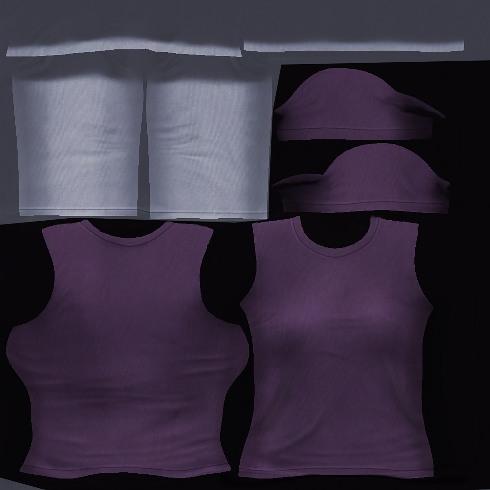 Female Long Sleeve T-shirt 2in1 Low-poly 3D model_6