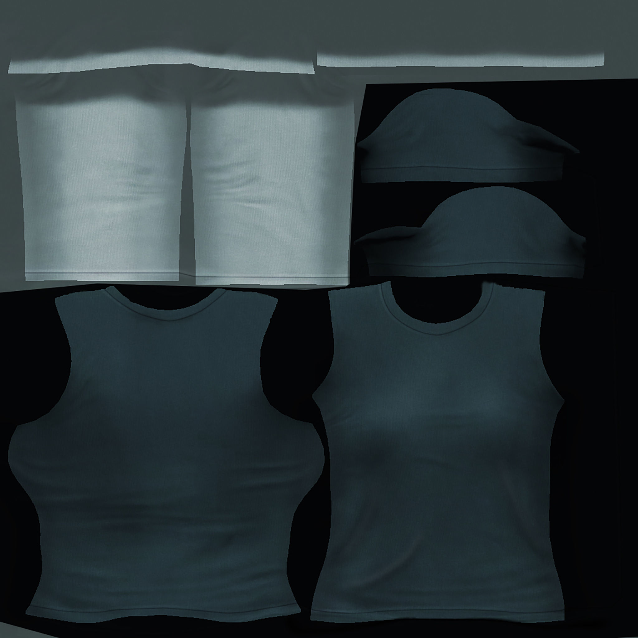 Female Long Sleeve T-shirt 2in1 Low-poly 3D model_7