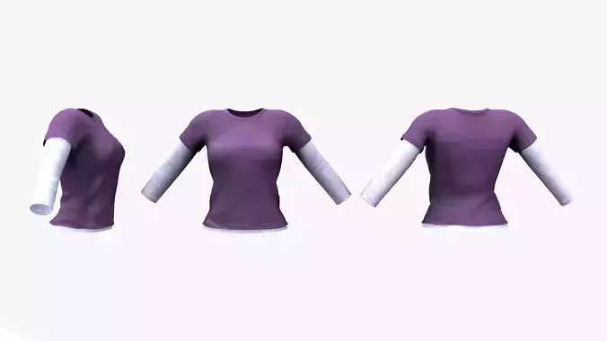 Female Long Sleeve T-shirt 2in1 Low-poly 3D model