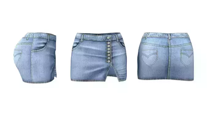 Denim Skirt Low-poly 3D model